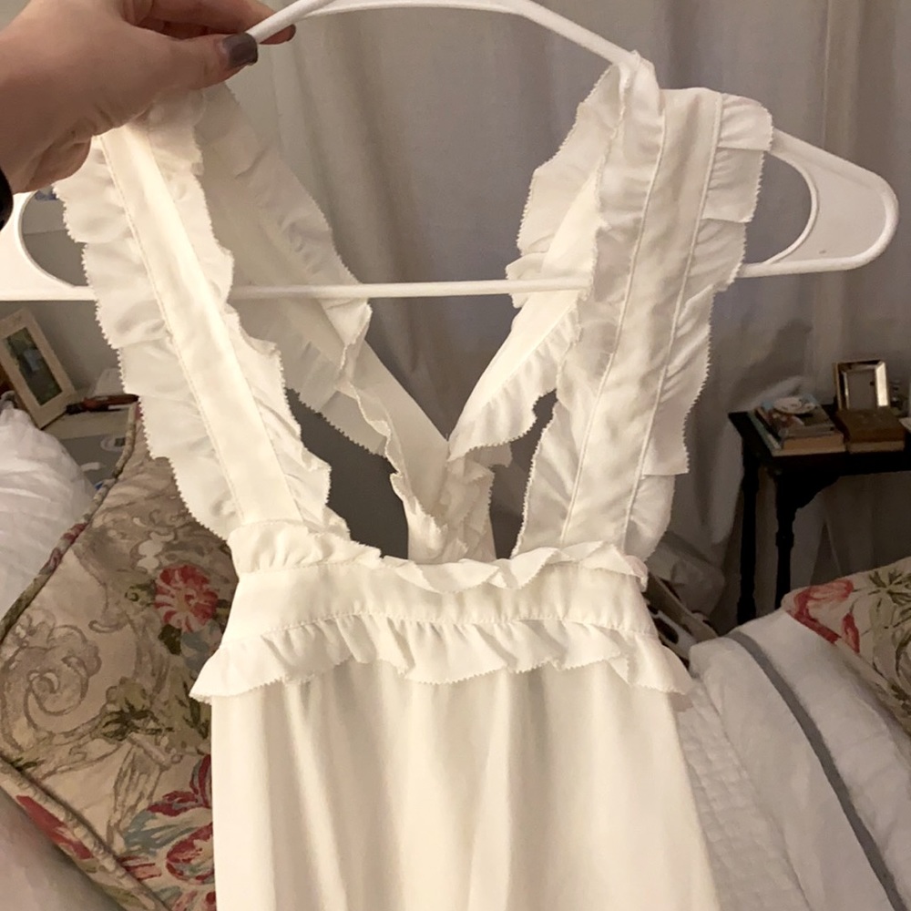 White Crisscross Ruffled Top - J Crew